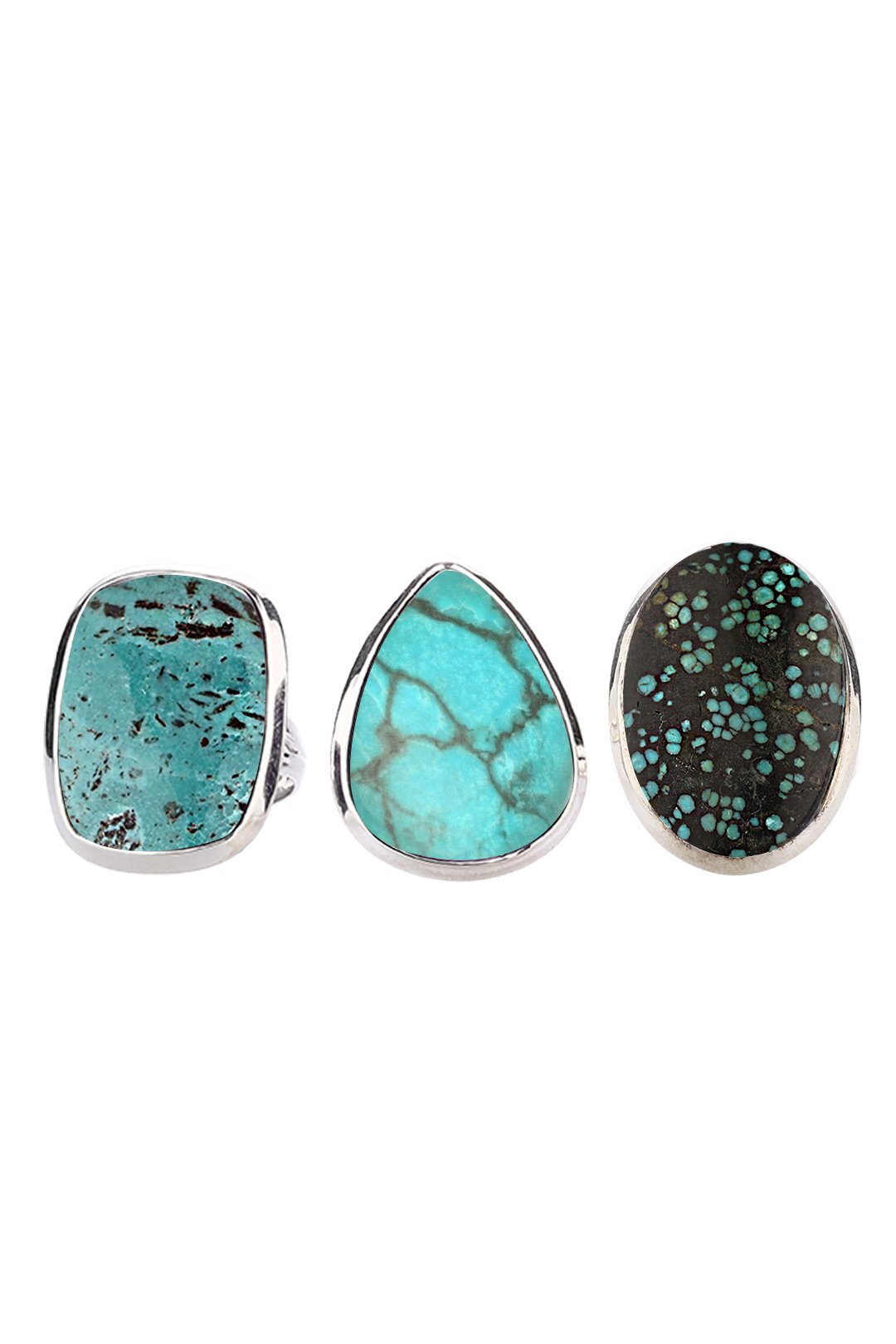 Assorted Shape Gemstone Silver Ring - Ishka