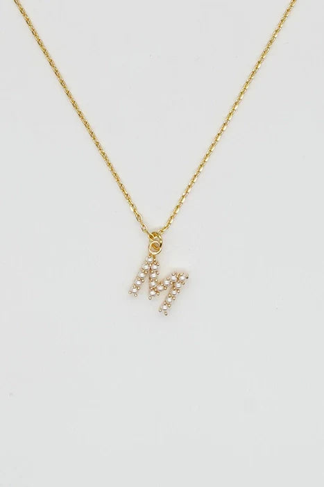 Brenda Grands Jewelry - Dainty Love Pearl Initial Necklace