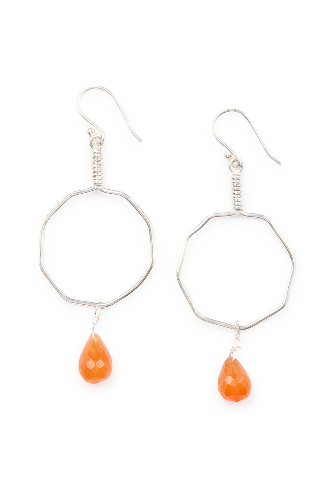 Fine Wire Gemstone Teardrop Silver Earrings