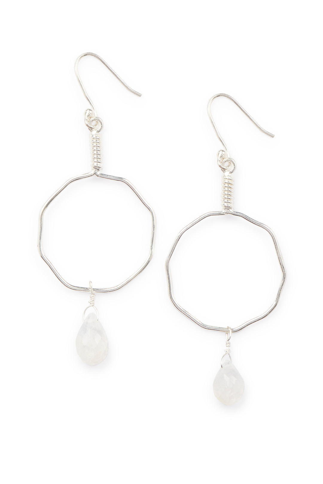 Fine Wire Gemstone Teardrop Silver Earrings
