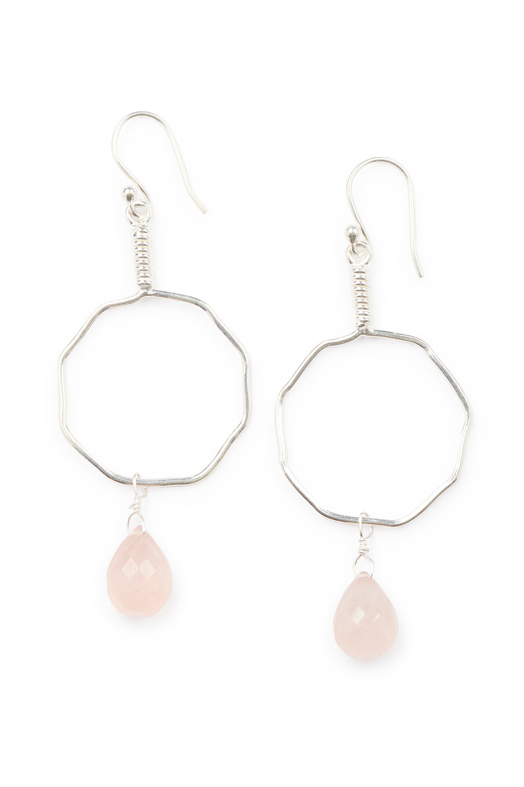 Fine Wire Gemstone Teardrop Silver Earrings