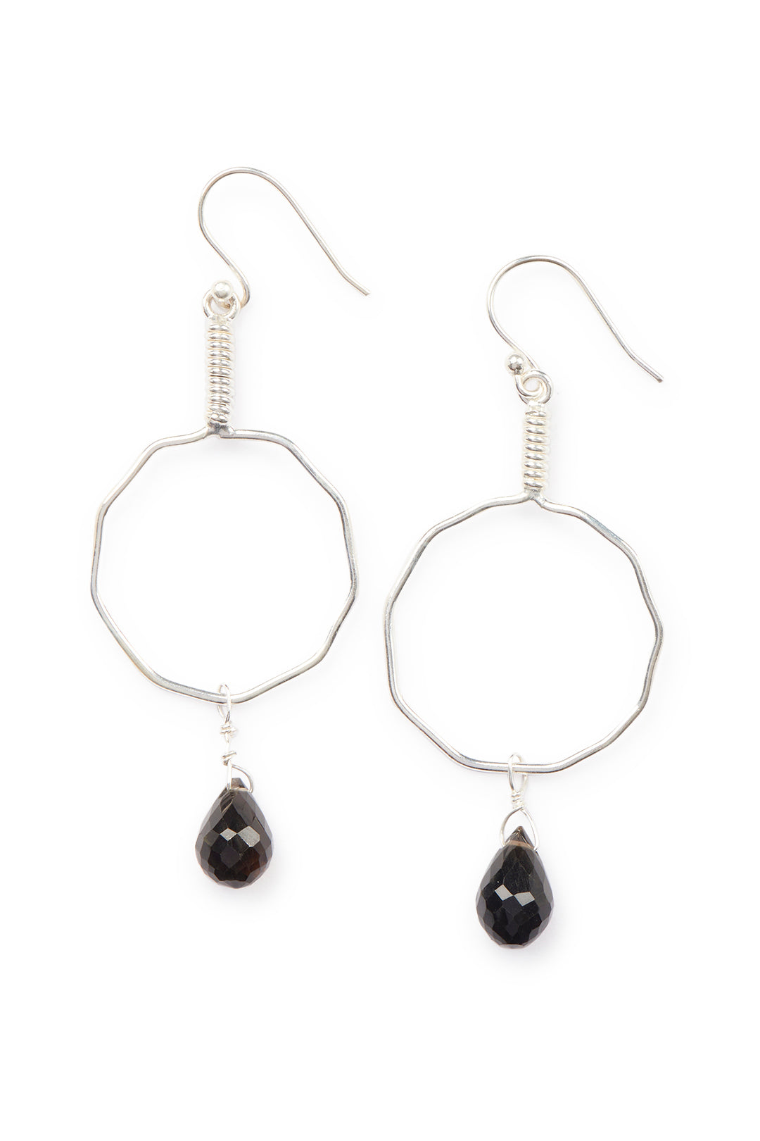 Fine Wire Gemstone Teardrop Silver Earrings