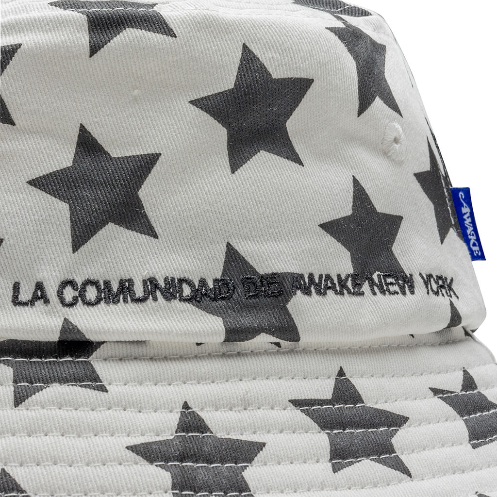 Awake Star Printed Bucket Hat - Ivory/Black