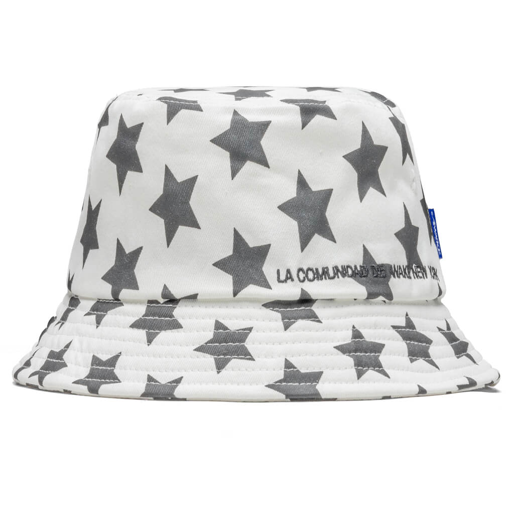 Awake Star Printed Bucket Hat - Ivory/Black