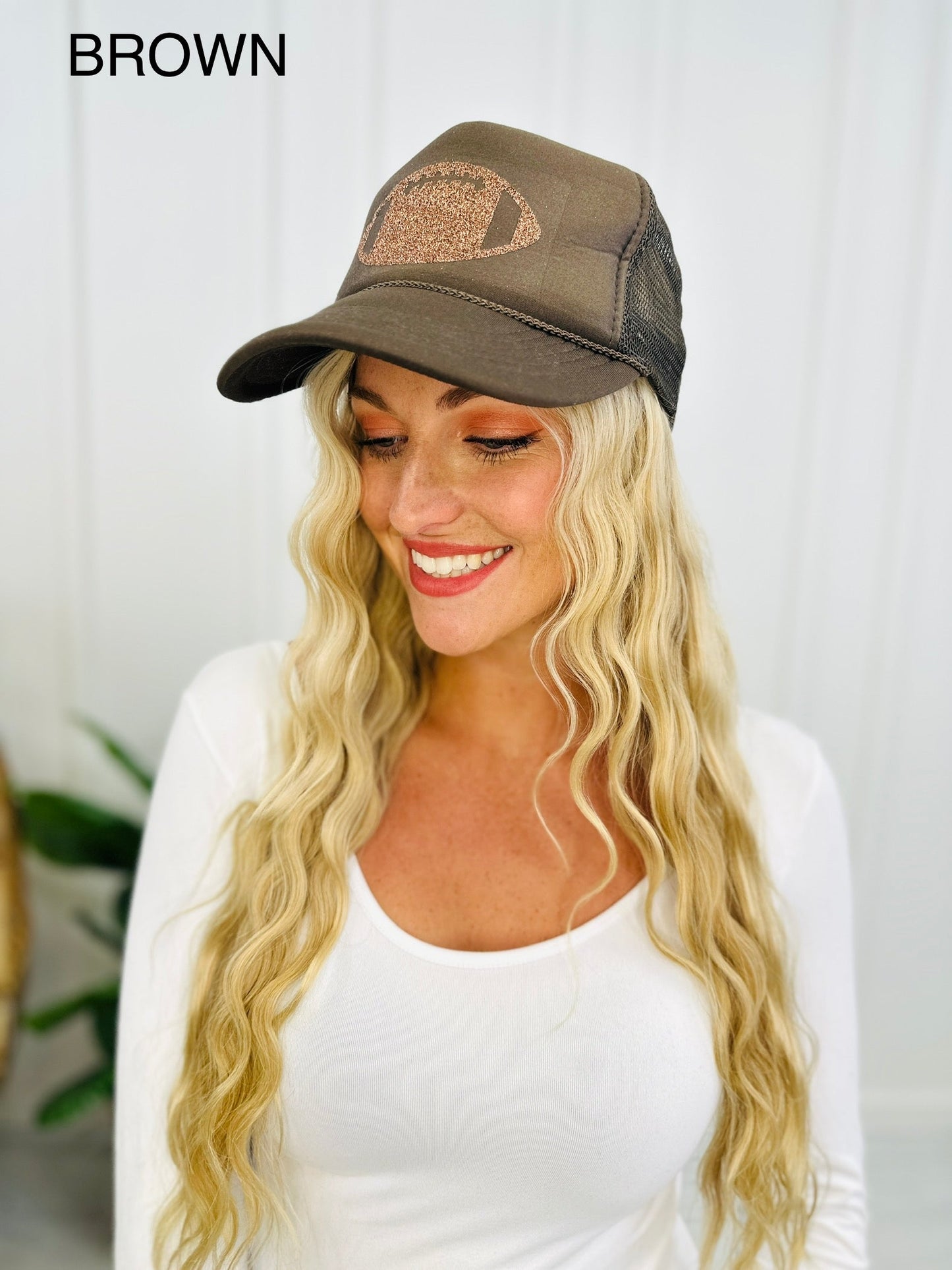 Glitter Football Trucker Hat- Multiple Colors!