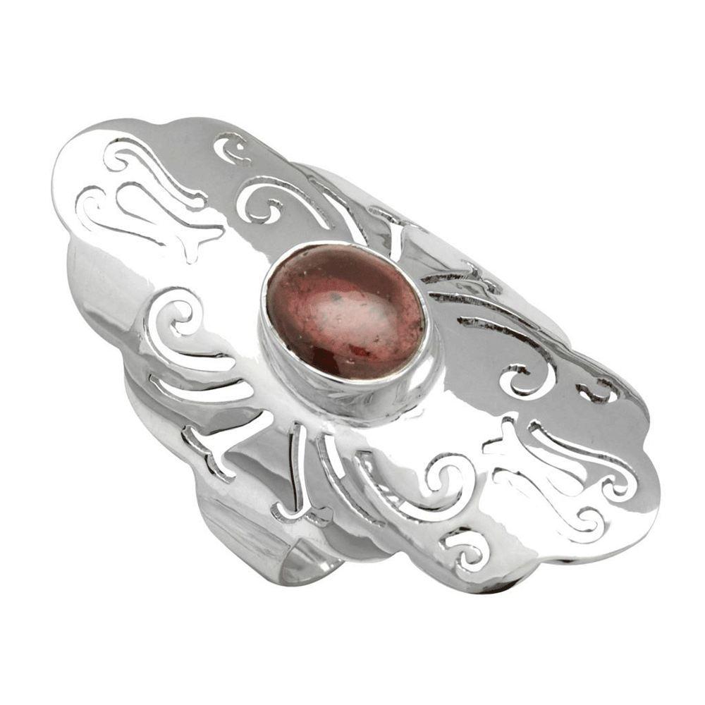 Long Ring with Garnet Centre