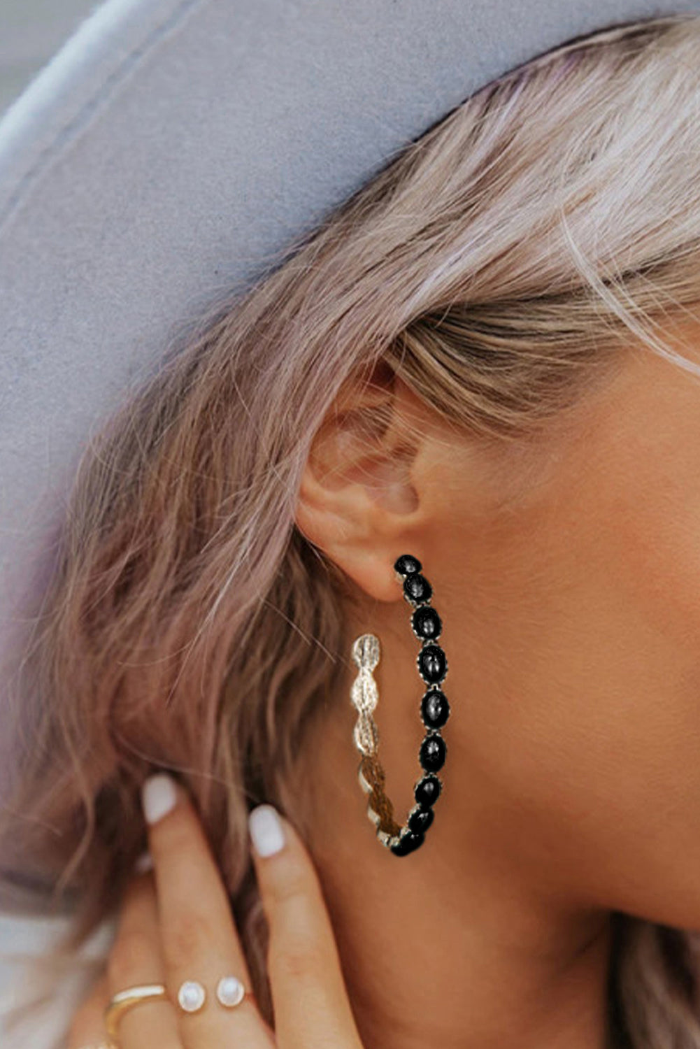 Retro Sky Gems C-shape Earrings