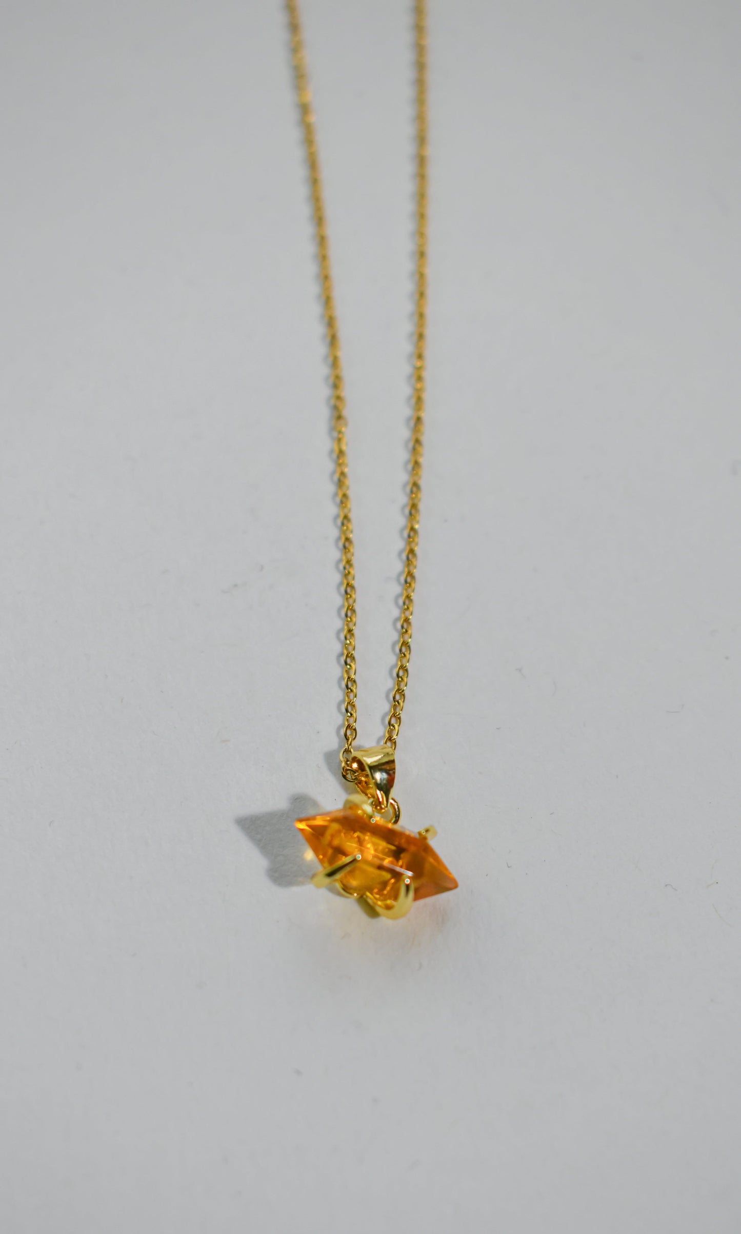 Hexagonal Crystal Gemstone & Brass Necklace