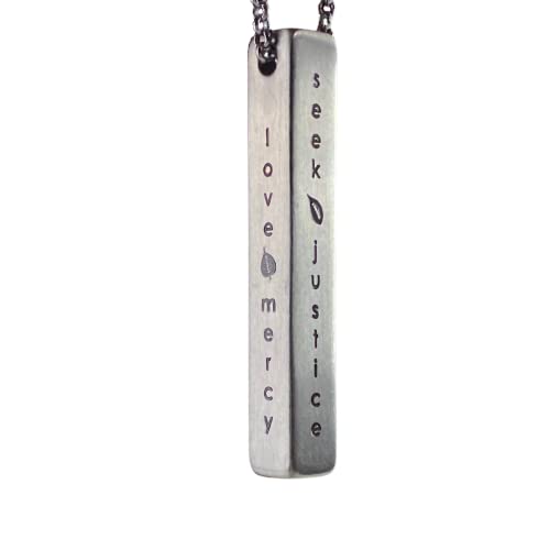 Made for Freedom Seek Justice Pendant Necklace with Chain, Stainless Steel, No Gemstone