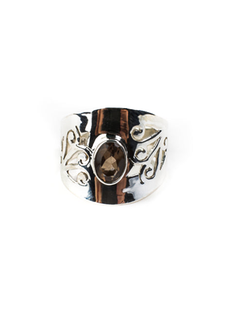 Curved Jali Band Assorted Stones Ring - Ishka