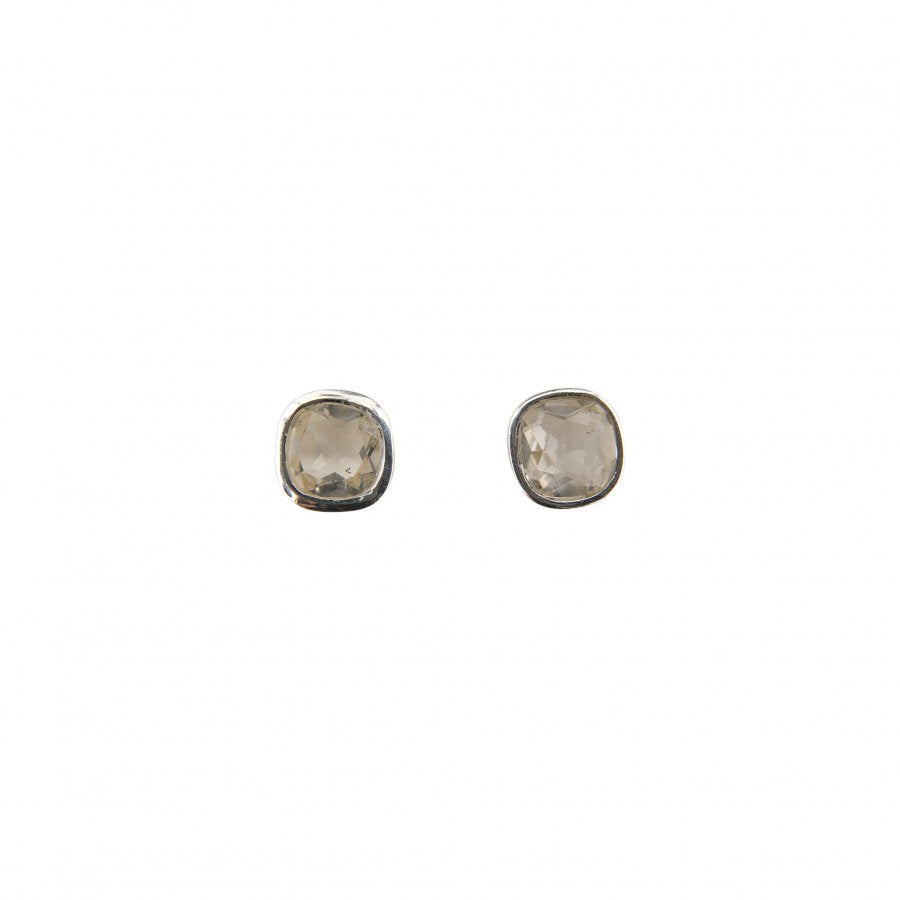 Square Faceted Stud Earrings - Ishka