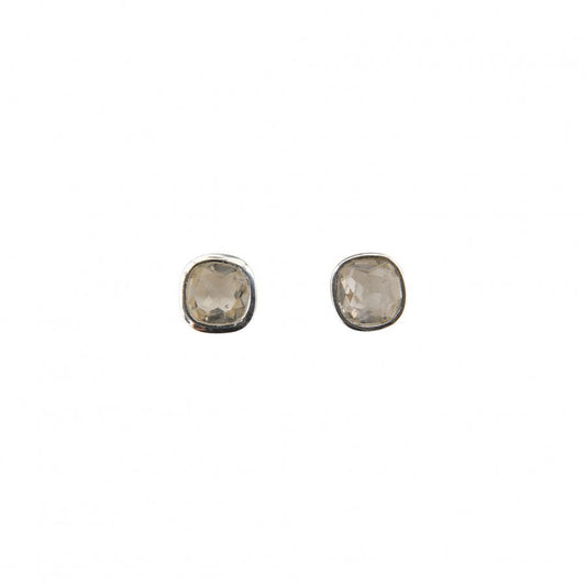 Square Faceted Stud Earrings - Ishka