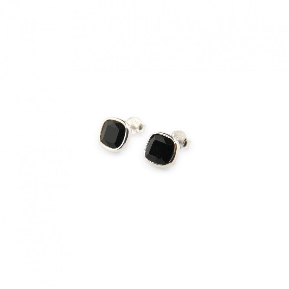 Square Faceted Stud Earrings