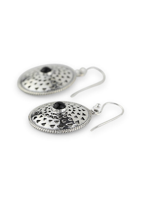 Stone Cut Triangle Work Earrings