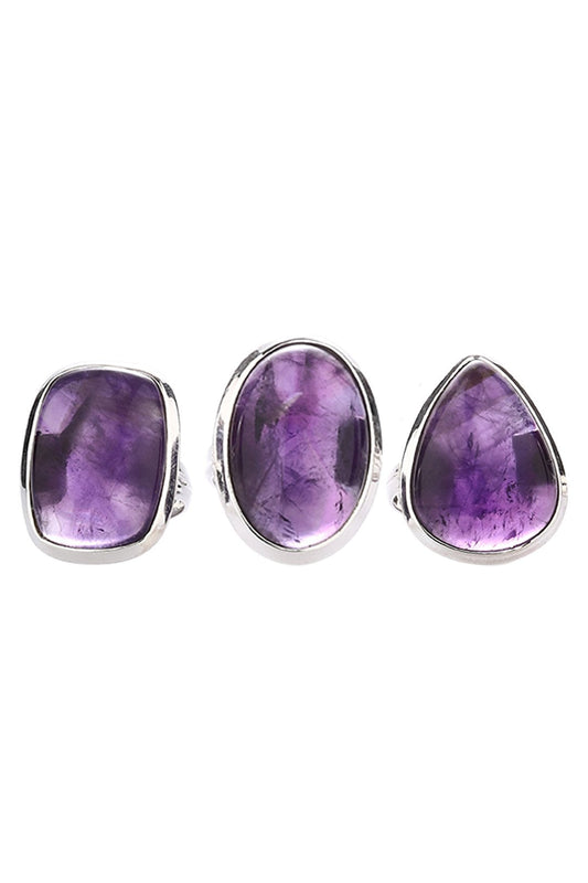 Assorted Shape Gemstone Silver Ring