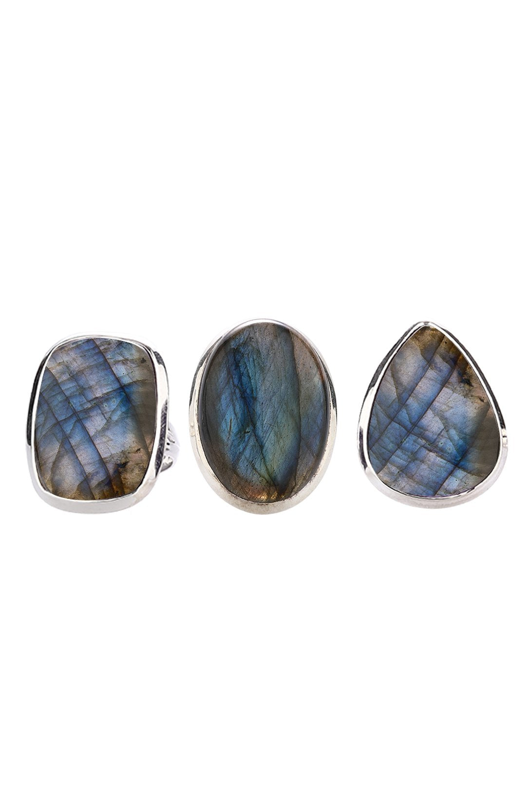 Assorted Shape Gemstone Silver Ring
