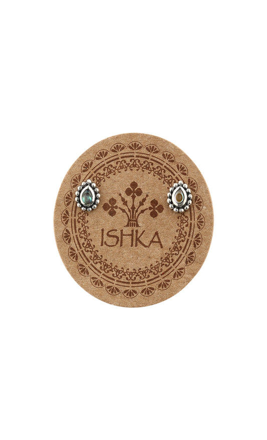 Dotted Edge Teardrop Stud Earrings