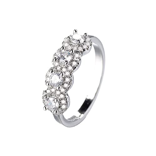 LRGKMCWTOB Fashion Ring Women 925 Silver Princess Cut White Topaz CZ Engagement Ring Engagement Wedding Band Ring for Women Size 6-11 (Size 8)