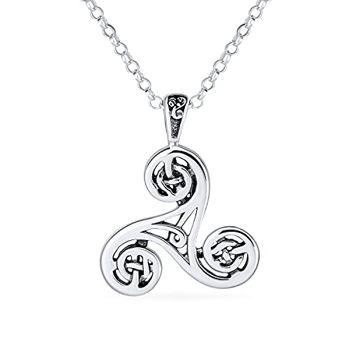 Ancient Spiritual Small Celtic Viking Triquetra Shape Trinity Spiral Knot Triskele Pendant Necklace For Women Teens Oxidized .925 Sterling Silver