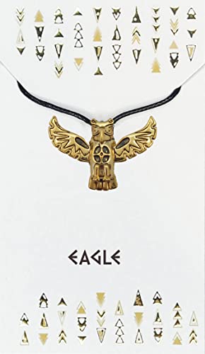 My Totem Tribe Gold Plated Eagle Spirit Animal Tribal Bead Pendant Necklace Native American Free Majestic Freedom Symbolic Native American Gold Pendant