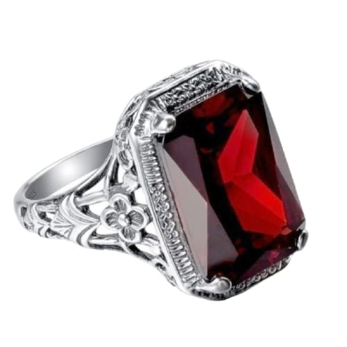 LRGKMCWTOB Elegant Huge Natural 3.5Ct Tanzanite 925 Silver Ruby Ring Women Wedding Engagement Size 6-10 (Size 9)