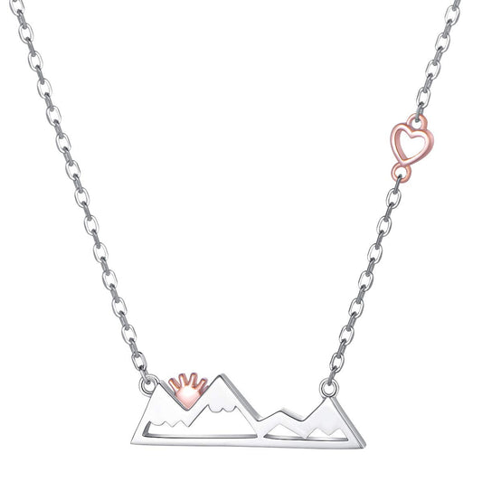 925 Sterling Silver Sunshine from Snowcap Mountain Range Necklace for Women Girls, Mountains Jewelry and Outdoor Lovers Gifts 16 inch