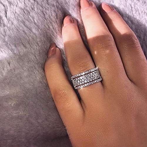 925 Sterling Silver Cubic Zirconia Eternity Engagement Wedding Bands Wedding Ring Anniversary Eternity Bands 3 Band Width Rings CZ Engagement Bridal for Women (7)
