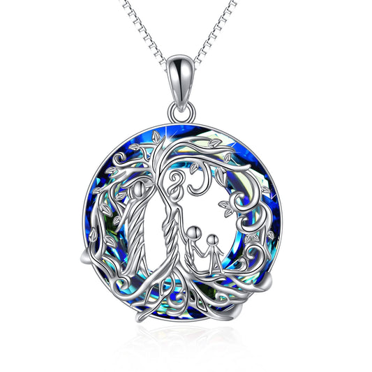 TOUPOP Family Necklace with Blue Crystal