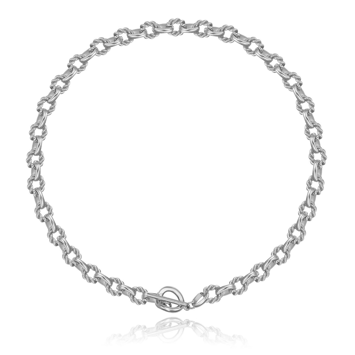 BAMERAL Chunky Silver Choker Necklace for Women, Silver Plated Thick Link Chain Choker Toggle Clasp Necklace for Women Girls Trendy Jewelry