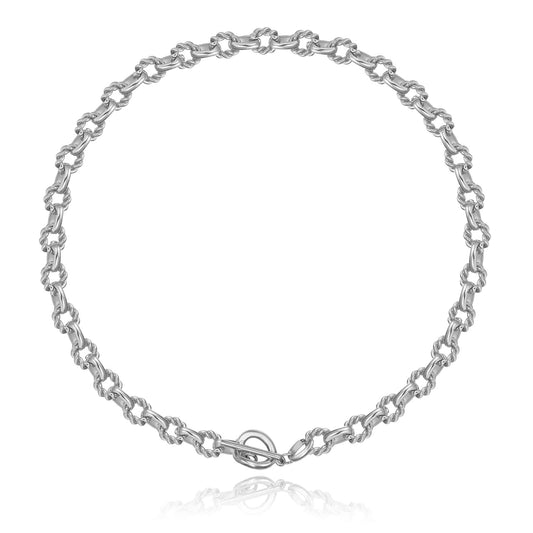 BAMERAL Chunky Silver Choker Necklace for Women, Silver Plated Thick Link Chain Choker Toggle Clasp Necklace for Women Girls Trendy Jewelry