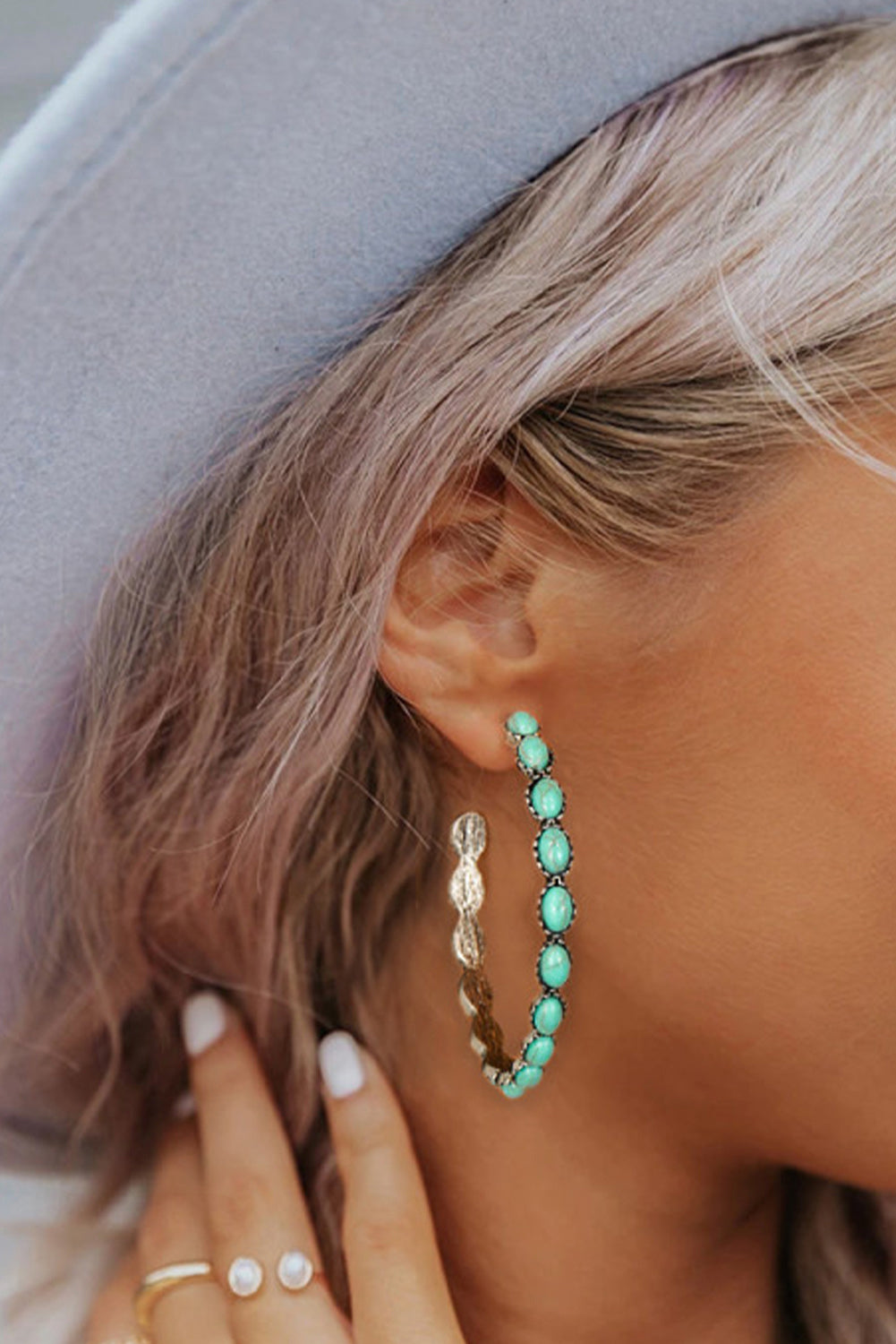 Retro Sky Gems C-shape Earrings