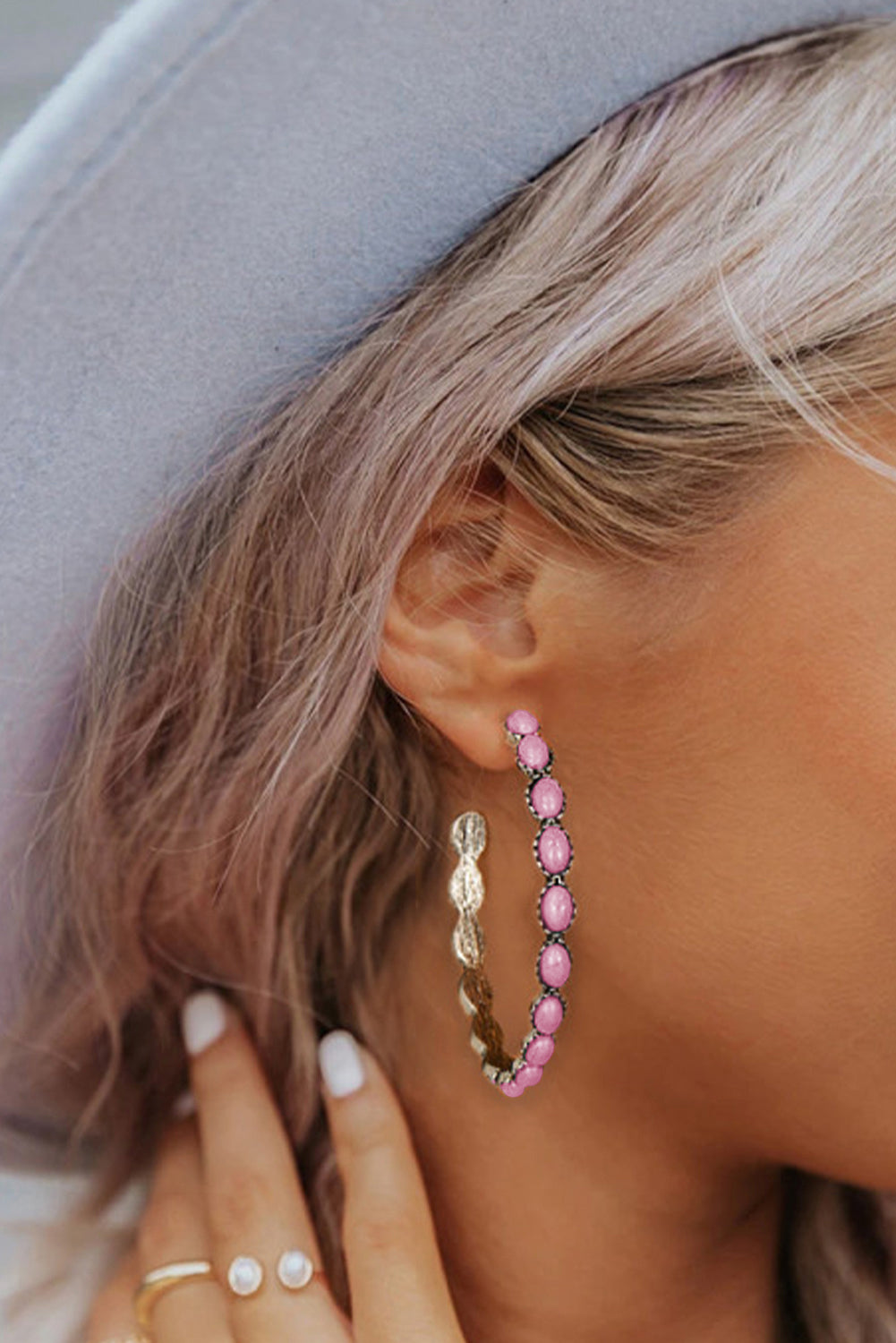 Retro Sky Gems C-shape Earrings