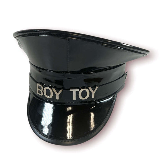 Black Patent Leather Police Hat with Stainless Steel Letter Nickname