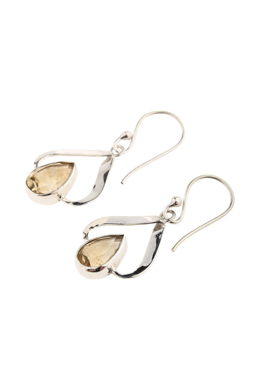 Earrings Teardrop Faceted Citrine