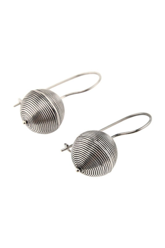 Earrings Simple Round Lined Texture