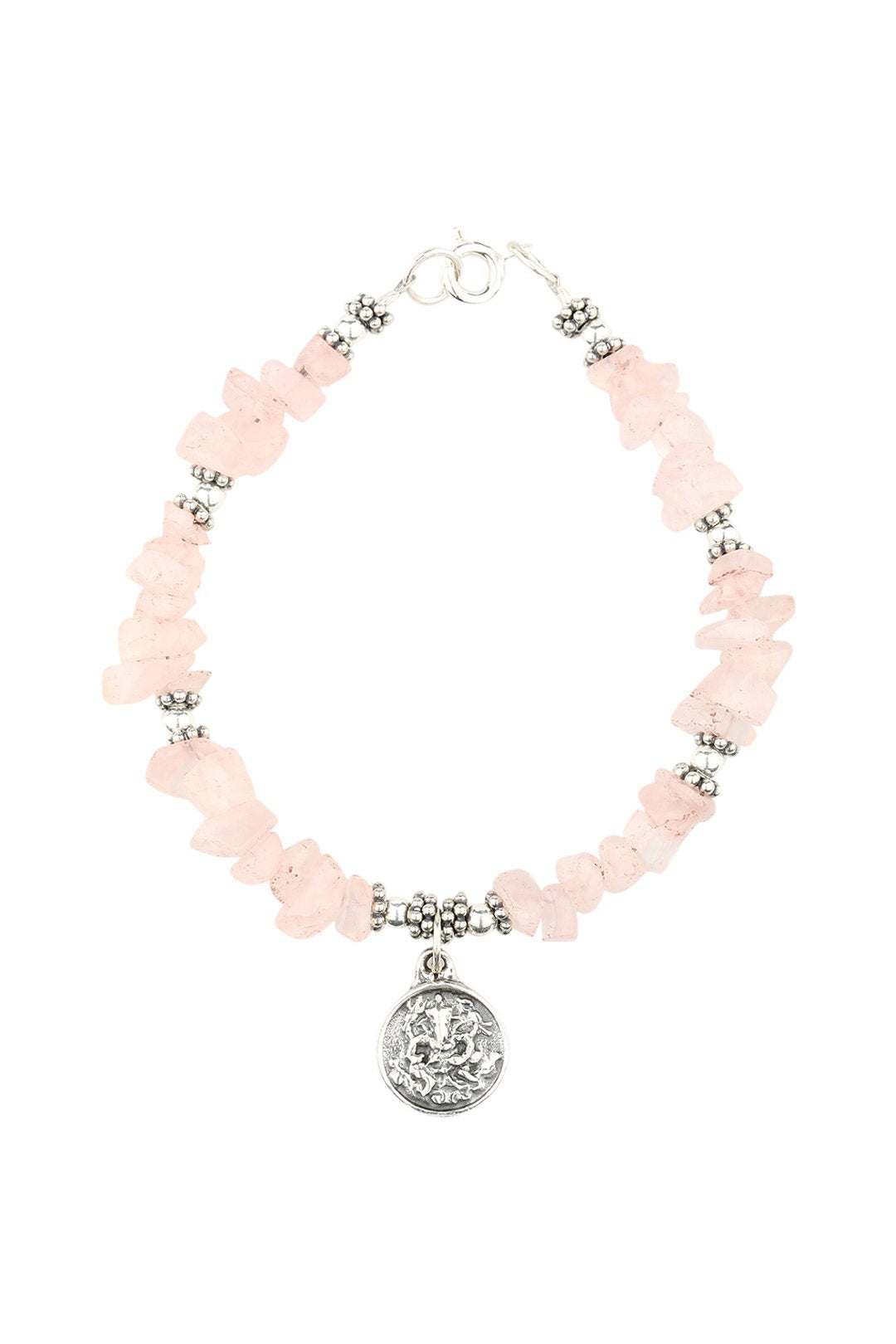 Ganesha Gemstone Chip Silver Bracelet