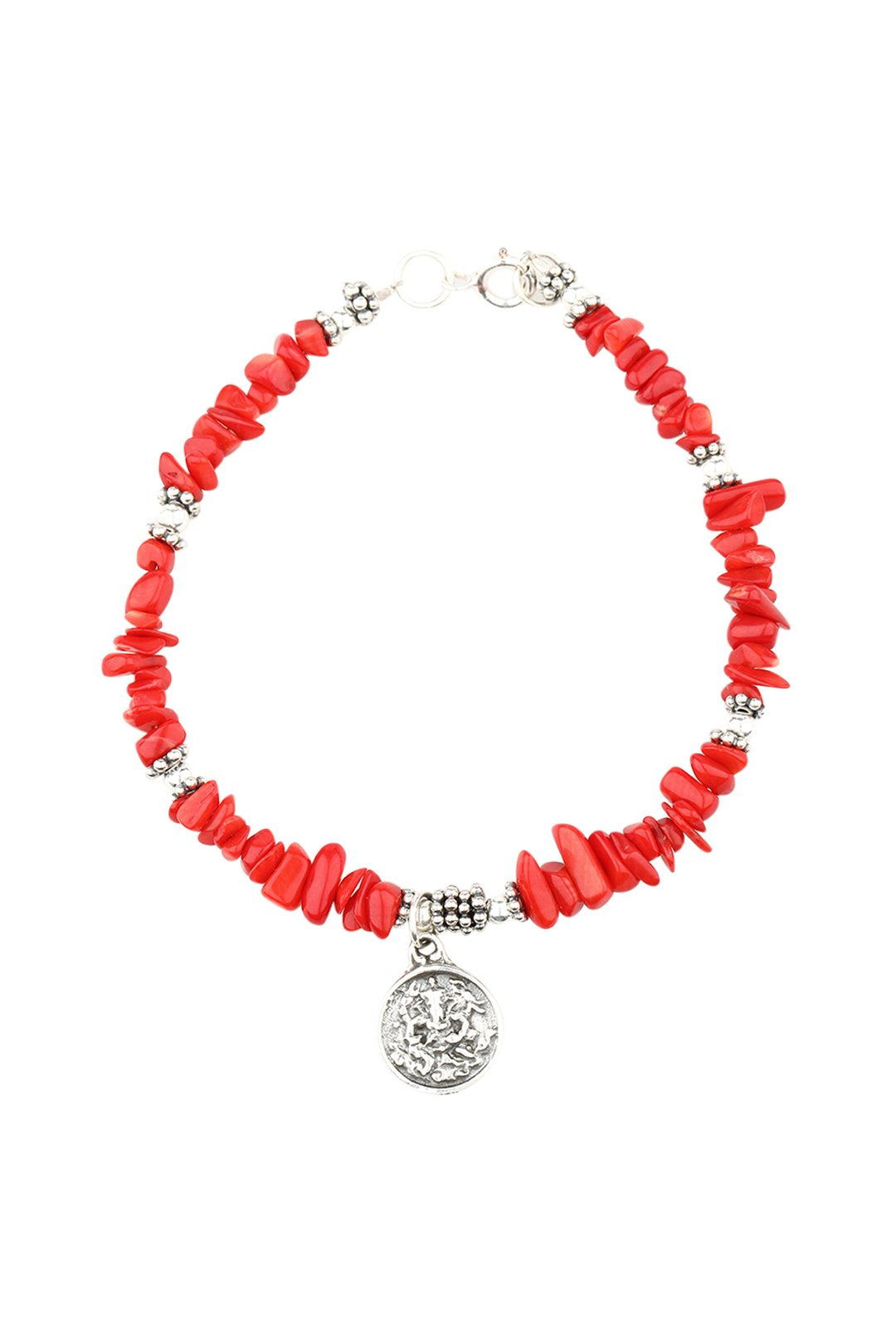 Ganesha Gemstone Chip Silver Bracelet