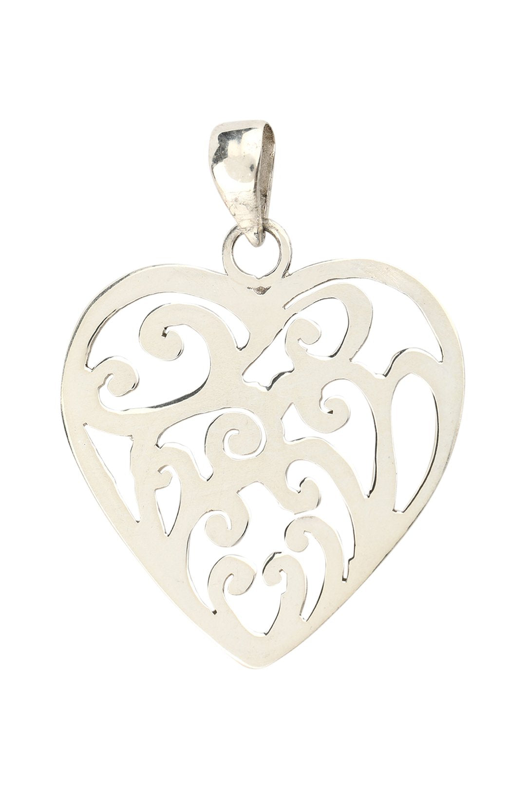 Heart Swirls Silver Pendant