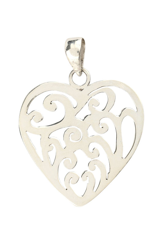 Heart Swirls Silver Pendant