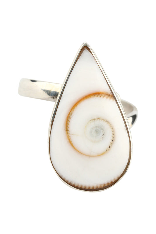 Shiva Shell Teardrop Silver Ring
