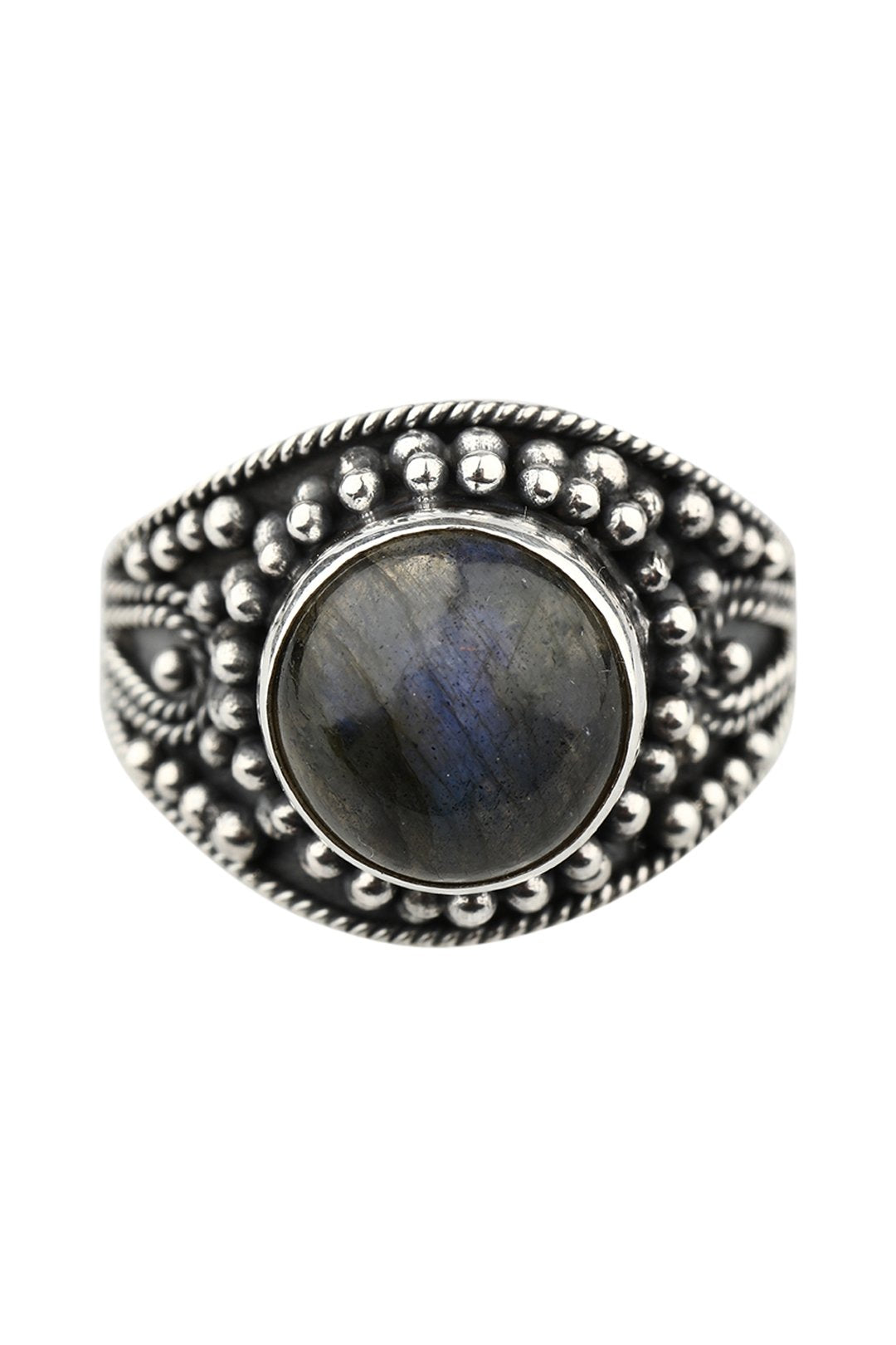 Labradorite Dotted Setting Silver Ring
