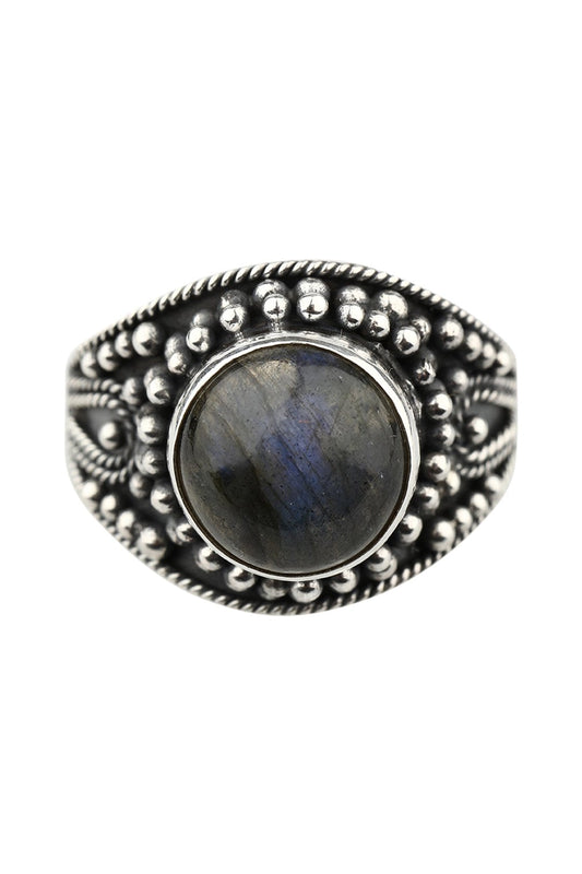 Labradorite Dotted Setting Silver Ring