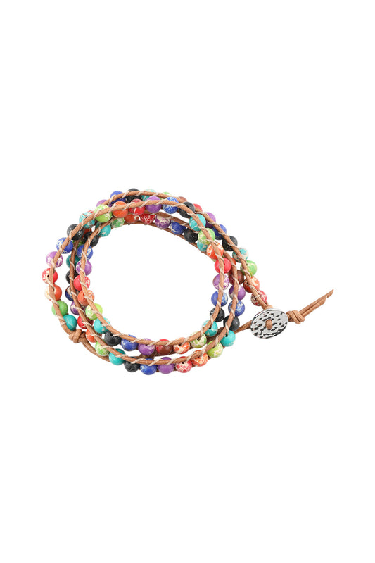 Bracelet Wrap 3x Round Bead Chakra