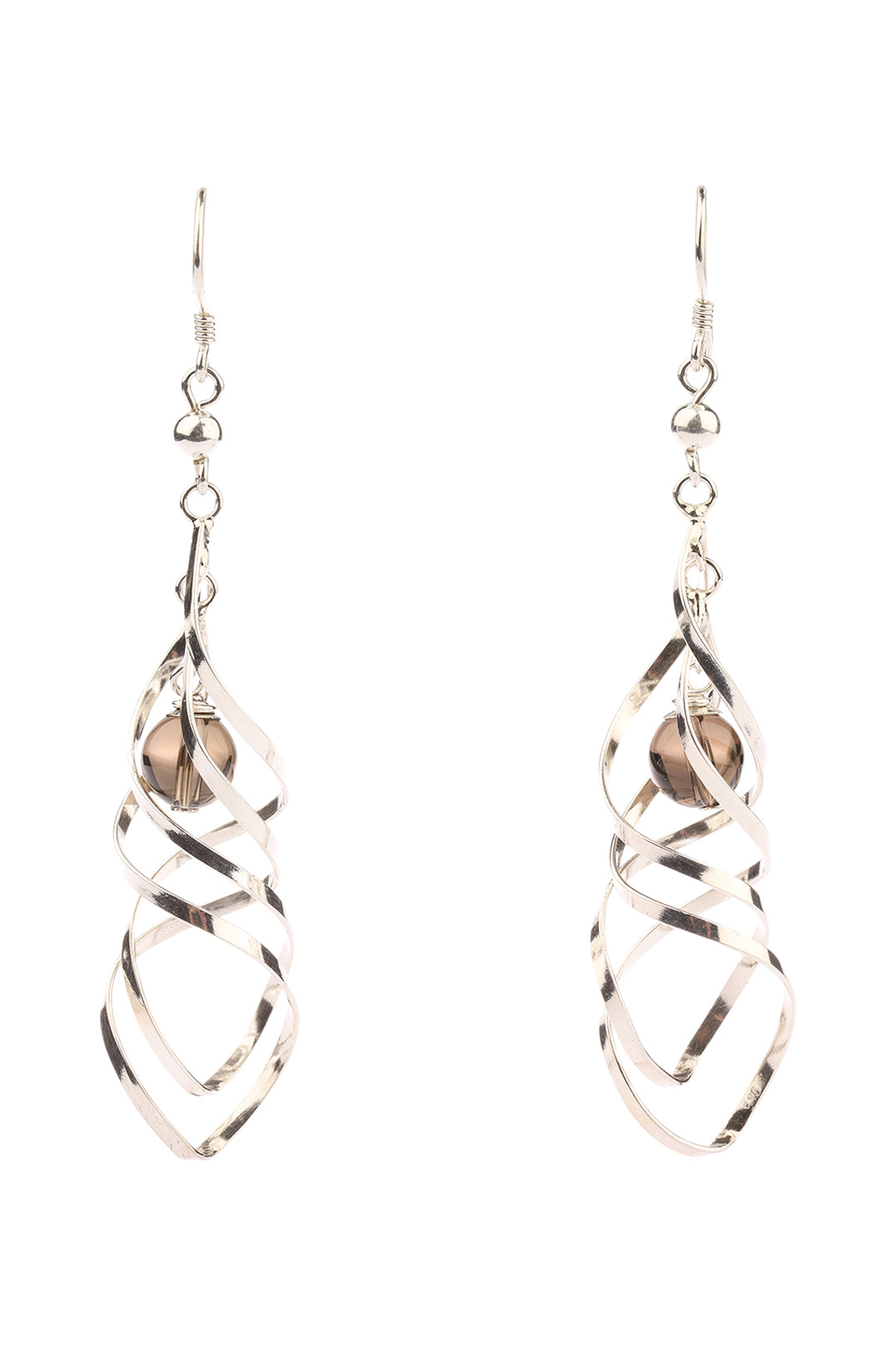 Smoky Quartz Swirl Silver Earrings