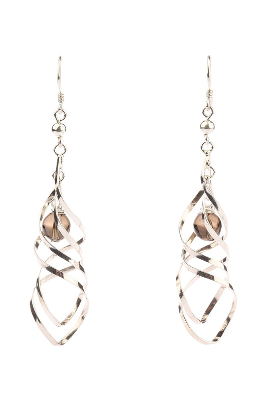 Smoky Quartz Swirl Silver Earrings