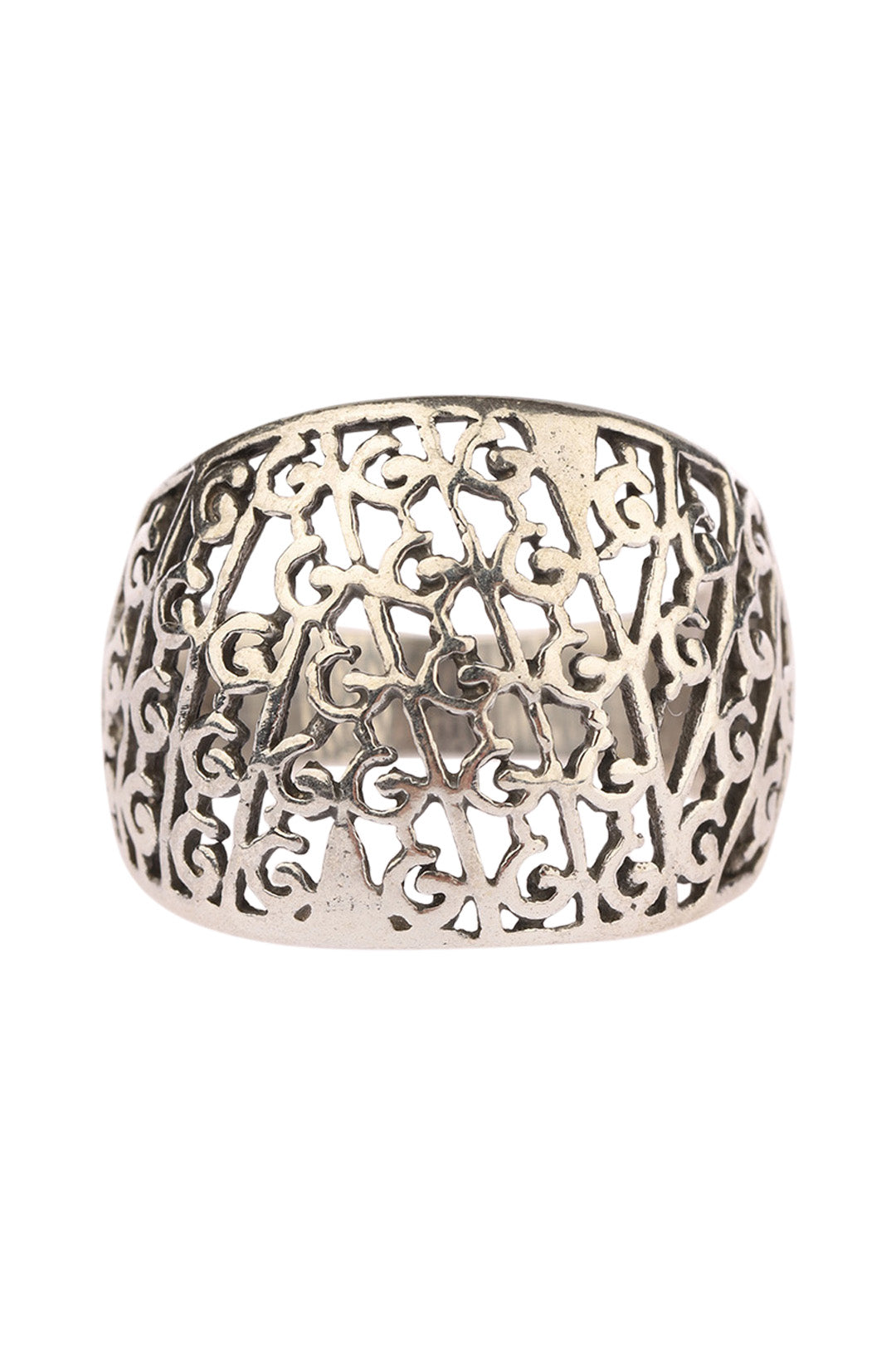 Domed Open Filigree Silver Ring