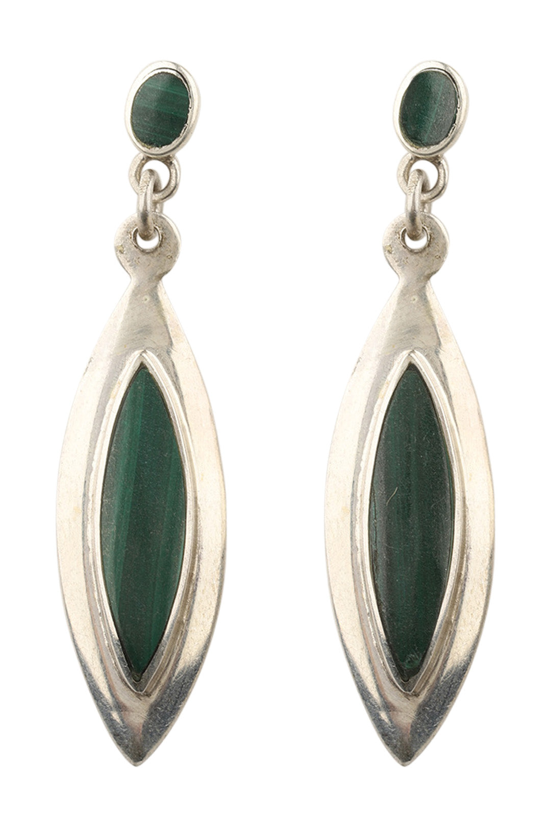 Raised Gem Inlay Silver Earrings