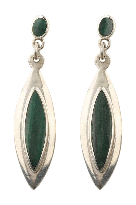 Raised Gem Inlay Silver Earrings