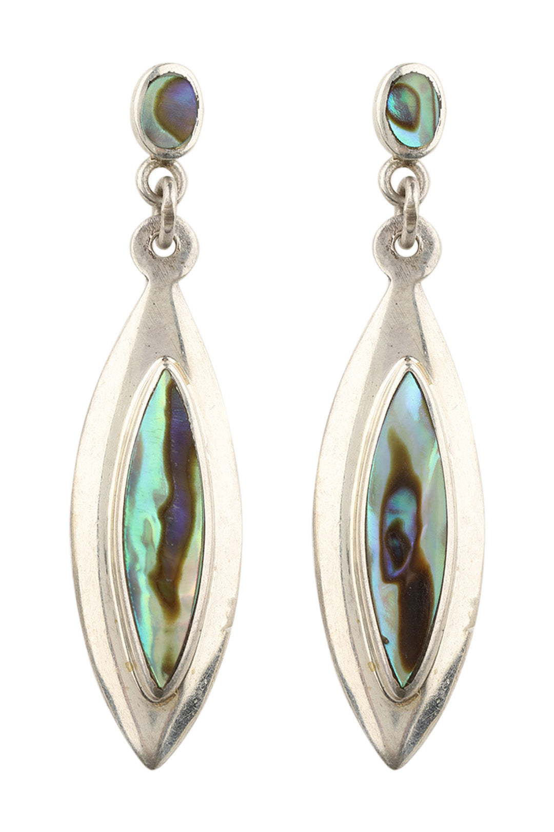 Raised Gem Inlay Silver Earrings