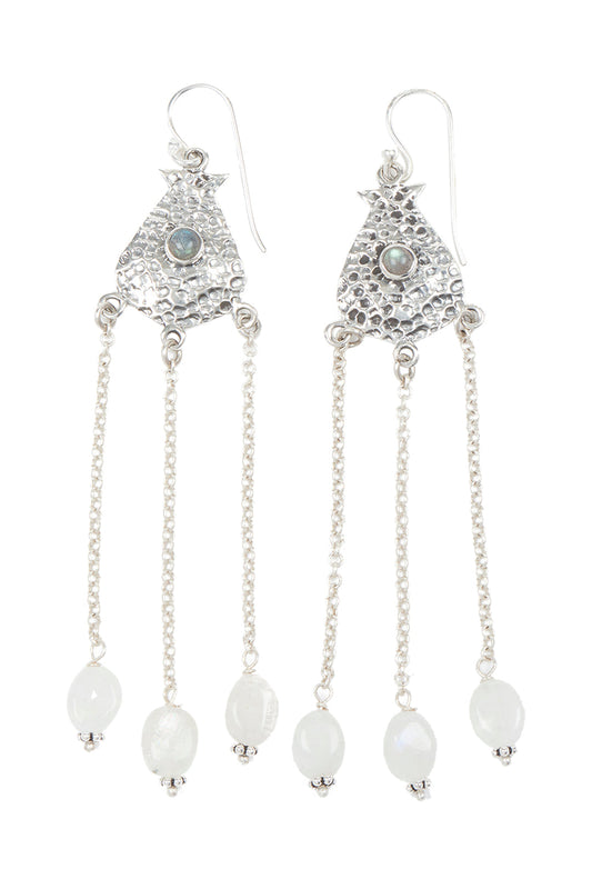 Earrings Multi Chain Drop Silver Earrings